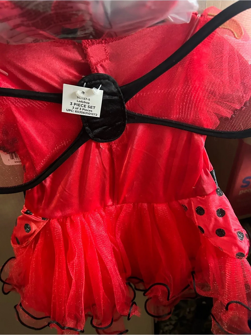 Infant Ladybug Costume Dress with Headband and Wings - Red